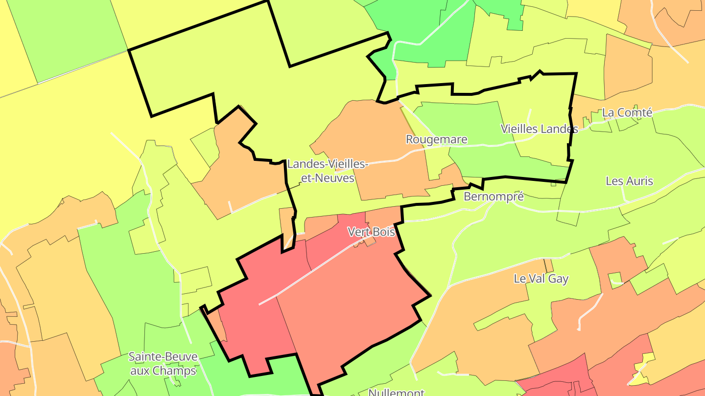 Carte des prix de l'immobilier Landes-Vieilles-et-Neuves