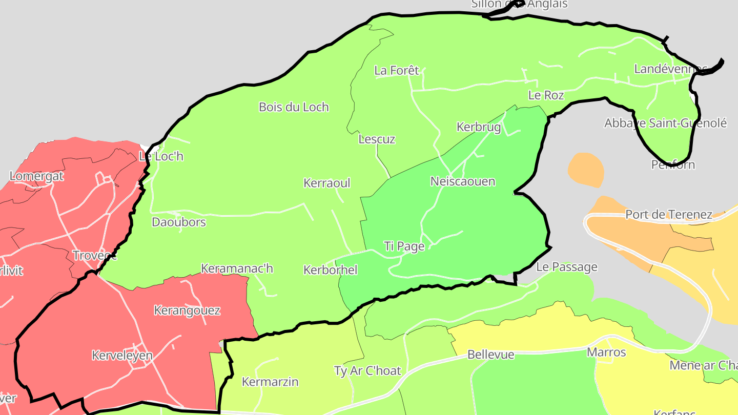 Carte des prix de l'immobilier Landévennec