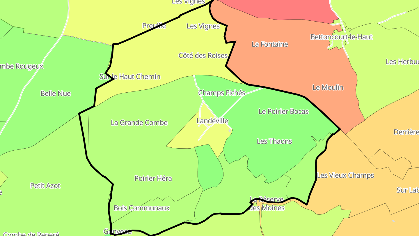 Carte des prix de l'immobilier Landéville