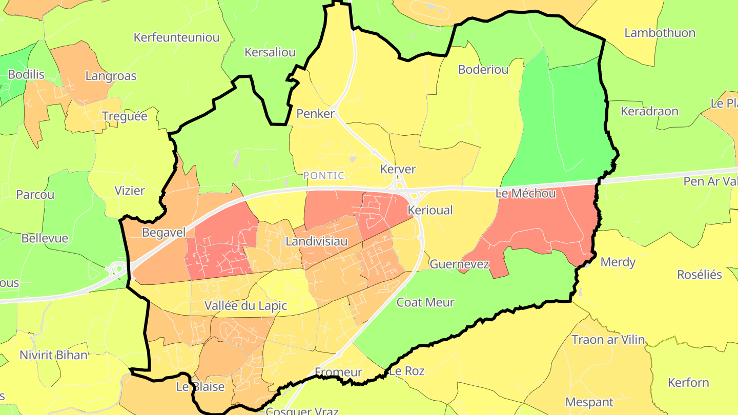 Carte des prix de l'immobilier Landivisiau