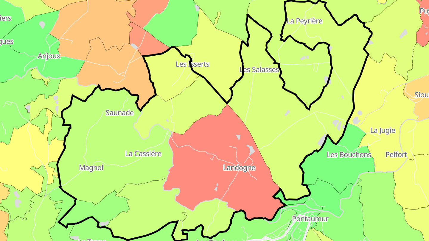 Carte des prix de l'immobilier Landogne