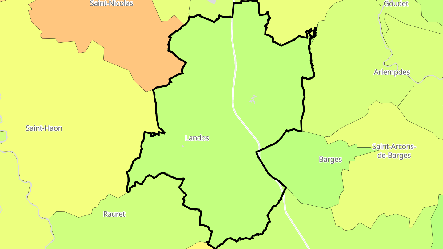 Carte des prix de l'immobilier Landos