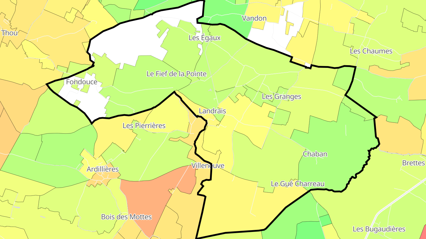 Carte des prix de l'immobilier Landrais