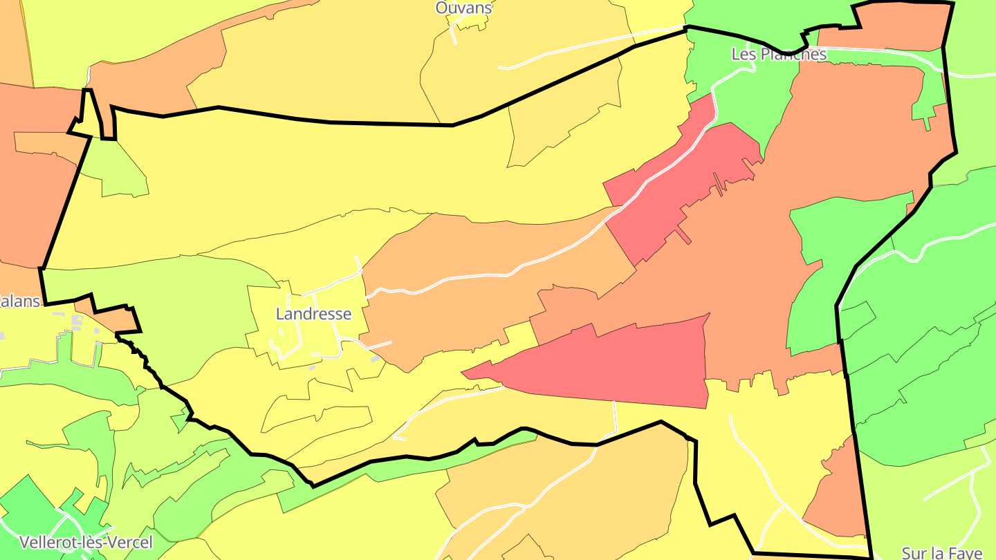 Carte des prix de l'immobilier Landresse