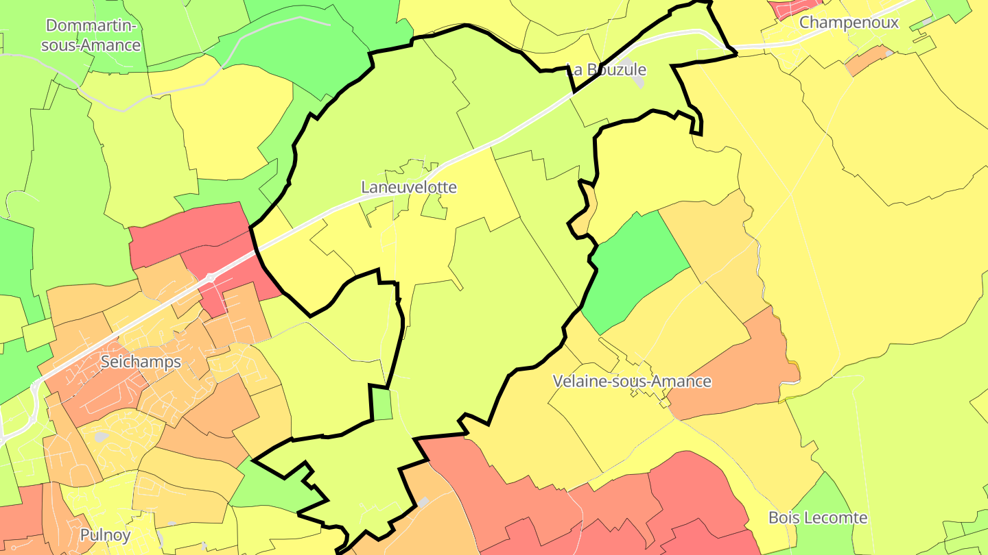 Carte des prix de l'immobilier Laneuvelotte