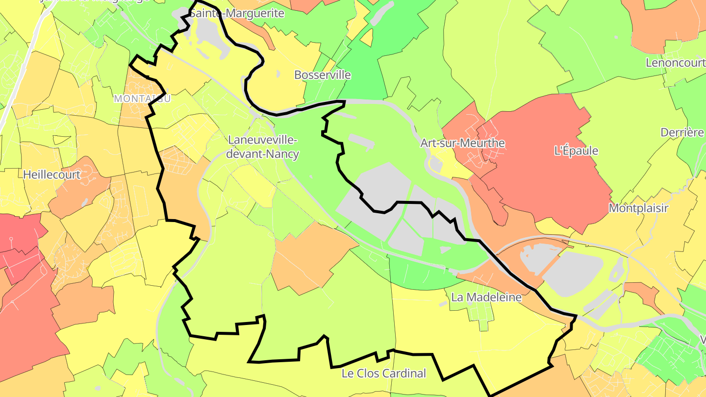 Carte des prix de l'immobilier Laneuveville-devant-Nancy