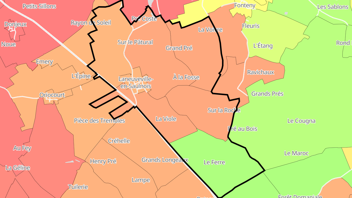 Carte des prix de l'immobilier Laneuveville-en-Saulnois
