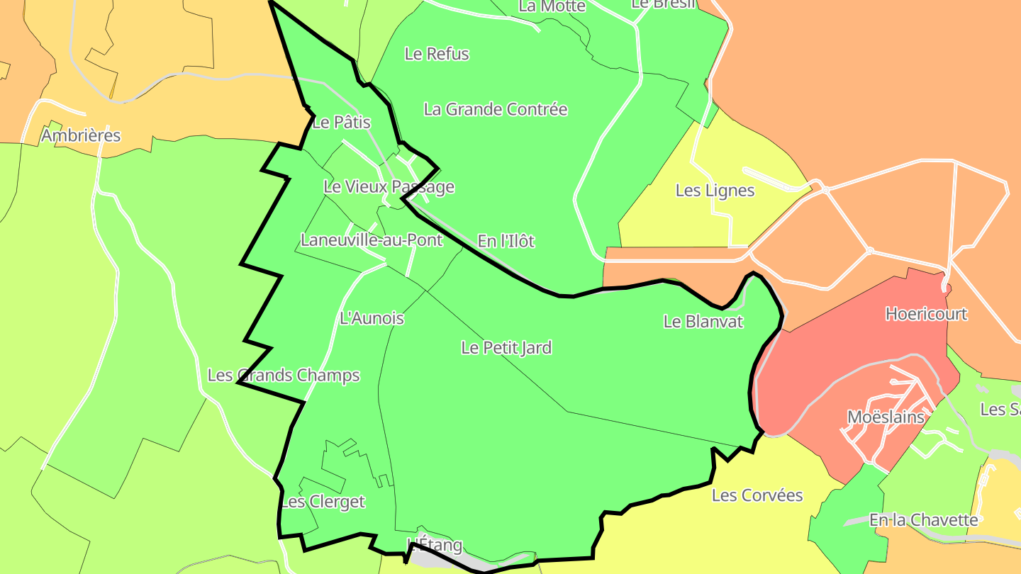 Carte des prix de l'immobilier Laneuville-au-Pont