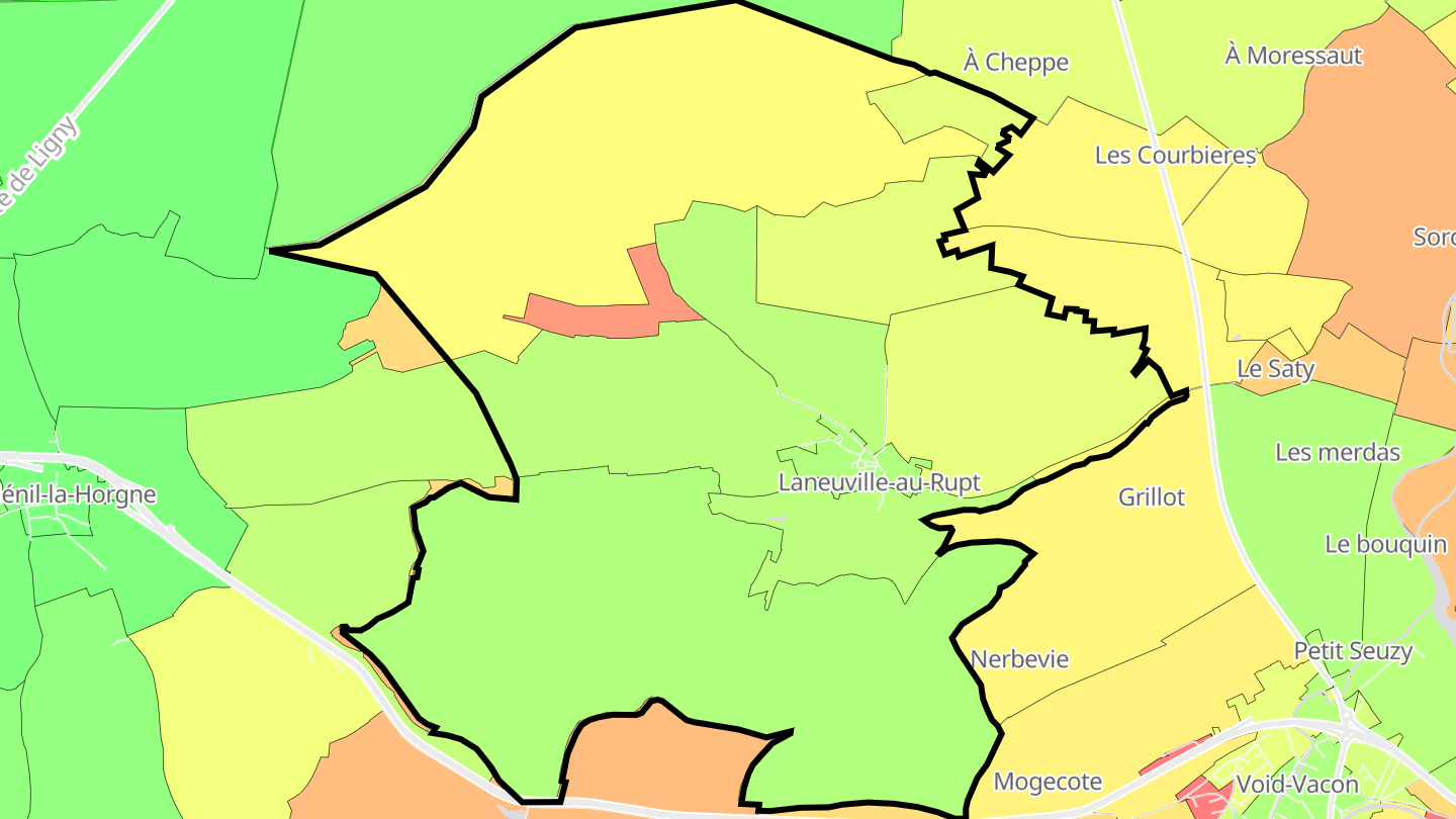 Carte des prix de l'immobilier Laneuville-au-Rupt