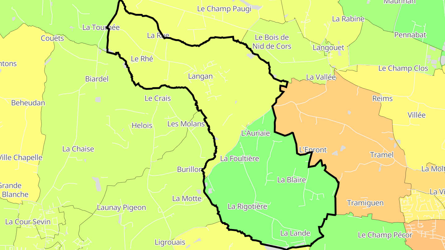 Carte des prix de l'immobilier Langan