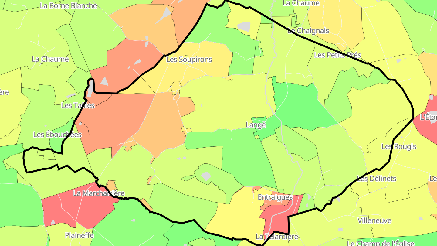 Carte des prix de l'immobilier Langé