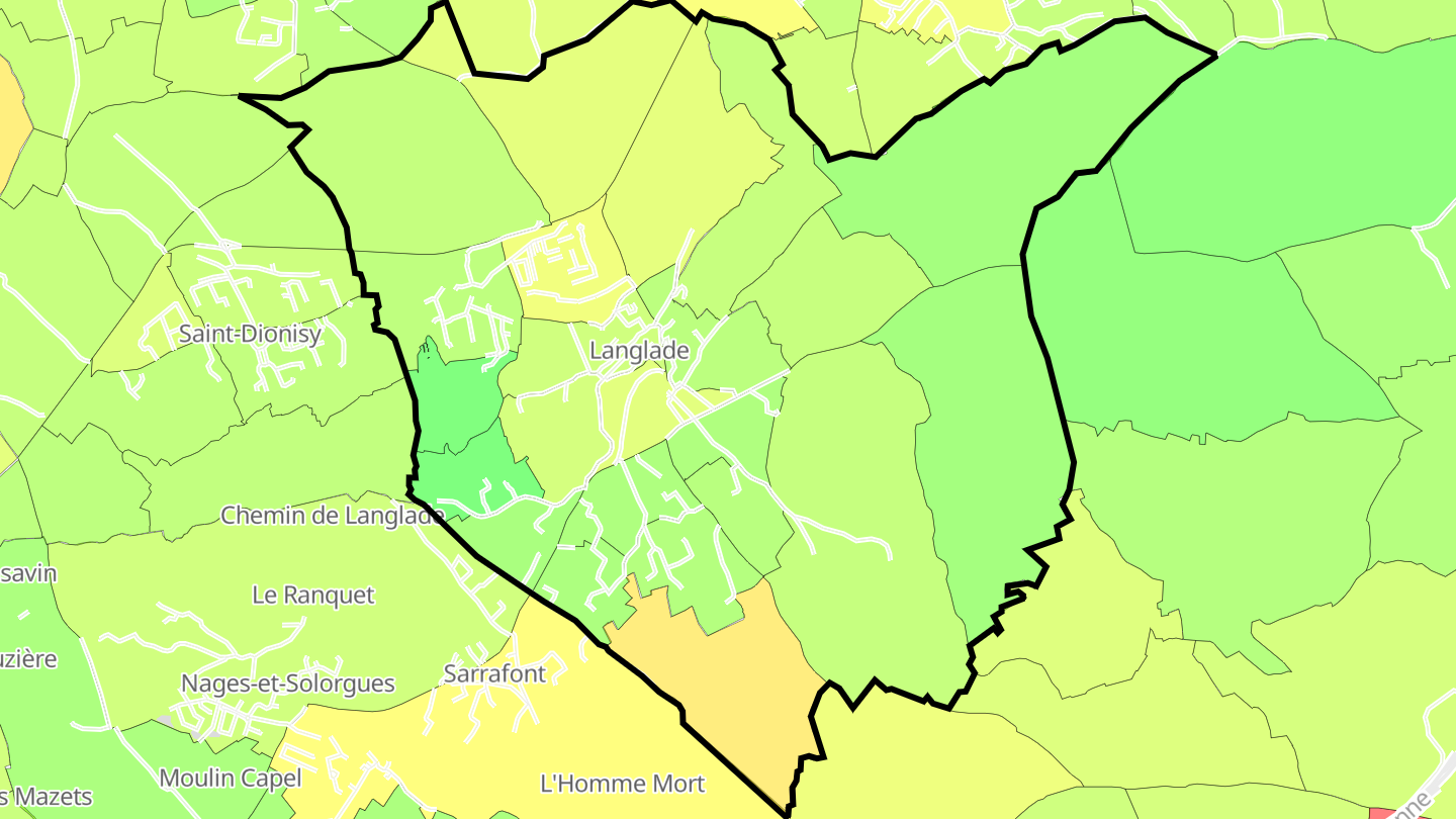 Carte des prix de l'immobilier Langlade