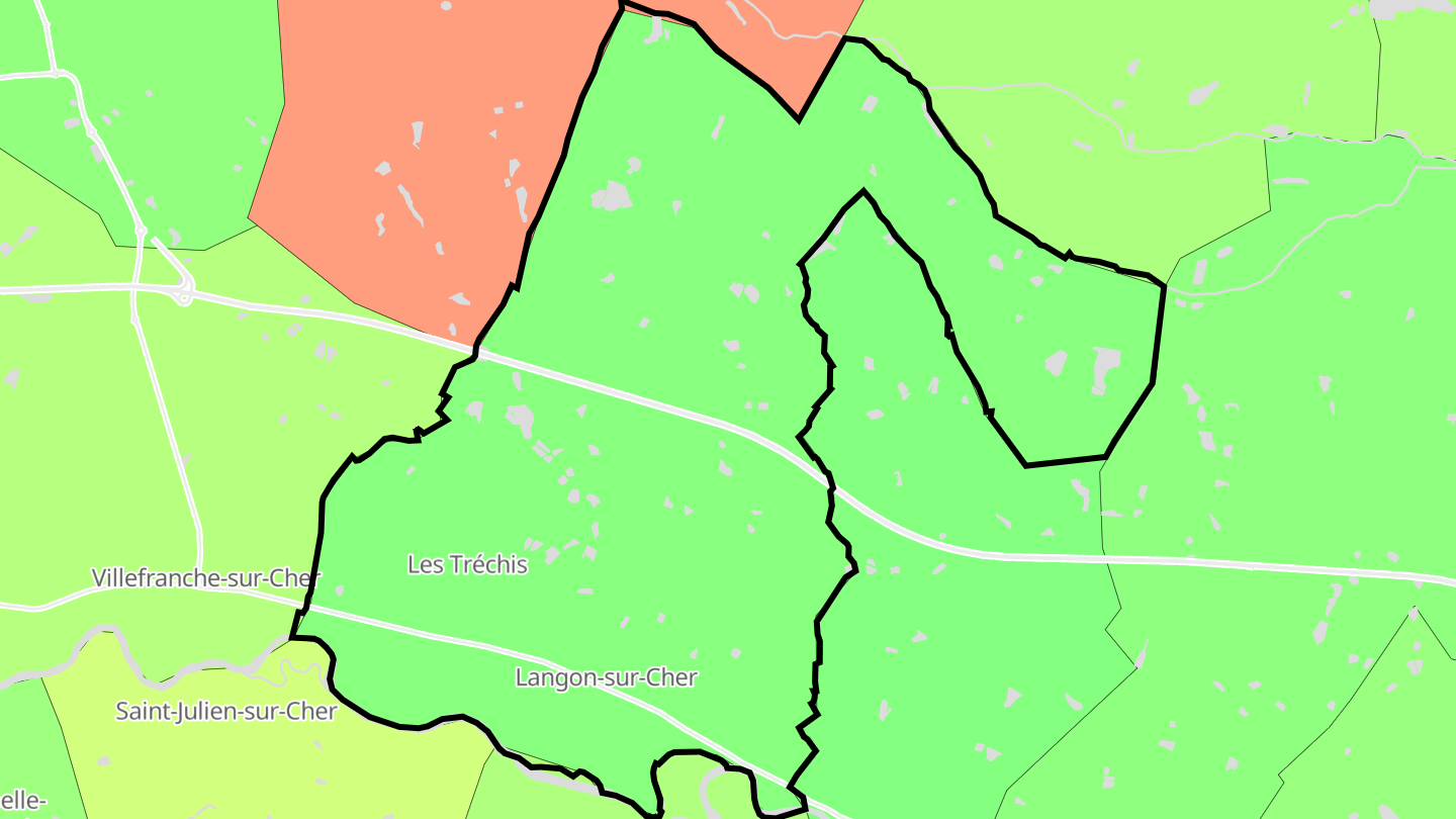Carte des prix de l'immobilier Langon-sur-Cher