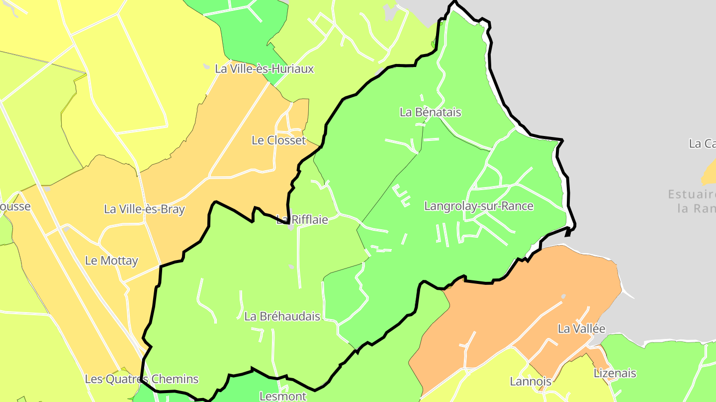 Carte des prix de l'immobilier Langrolay-sur-Rance