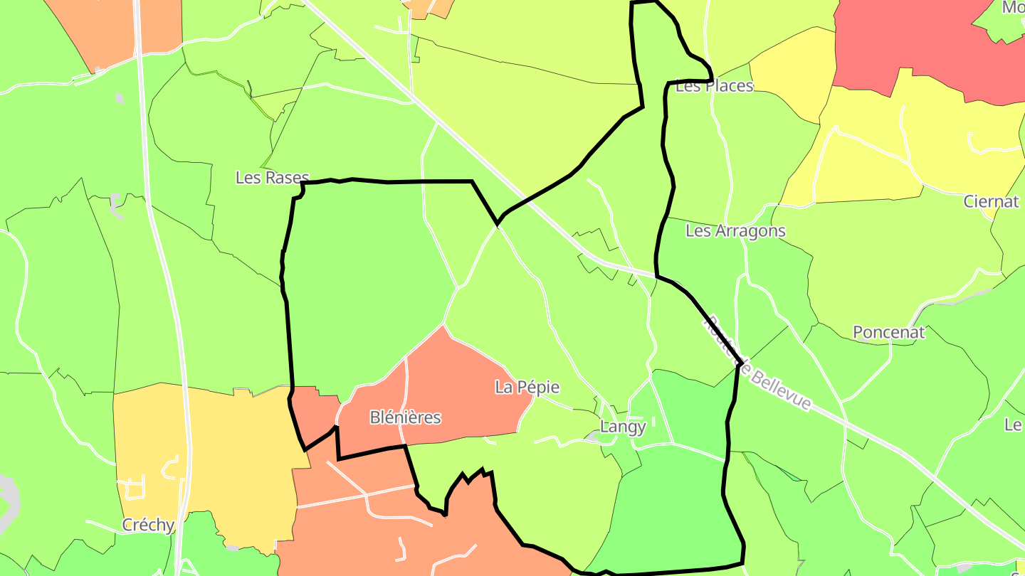 Carte des prix de l'immobilier Langy