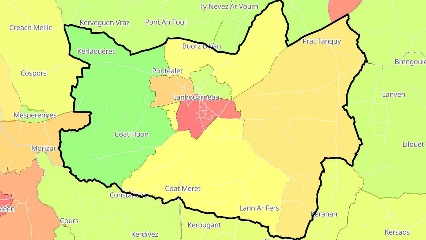 Carte des prix de l'immobilier Lanhouarneau