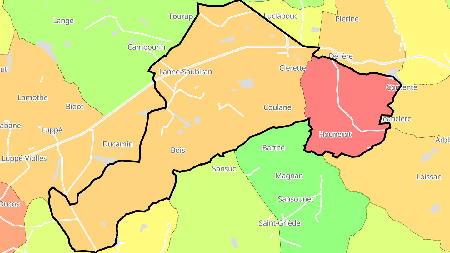 Carte des prix de l'immobilier Lanne-Soubiran