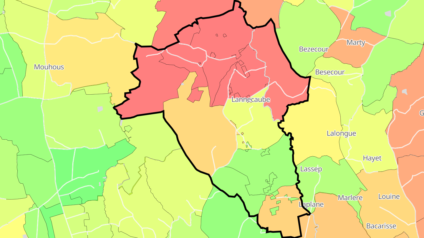 Carte des prix de l'immobilier Lannecaube