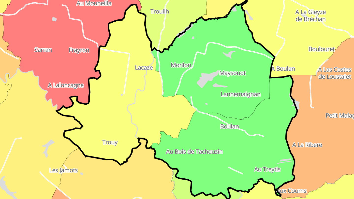 Carte des prix de l'immobilier Lannemaignan