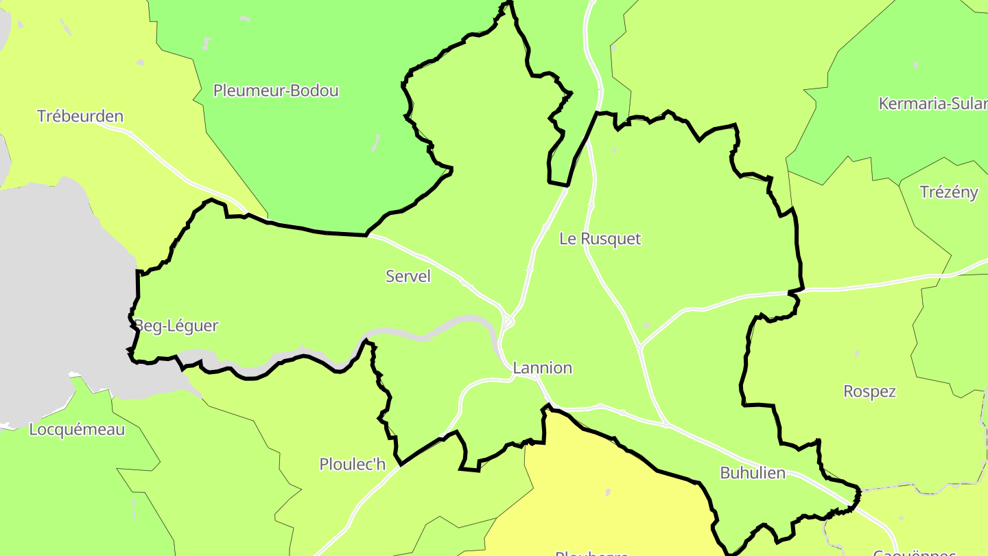 Carte des prix de l'immobilier Lannion
