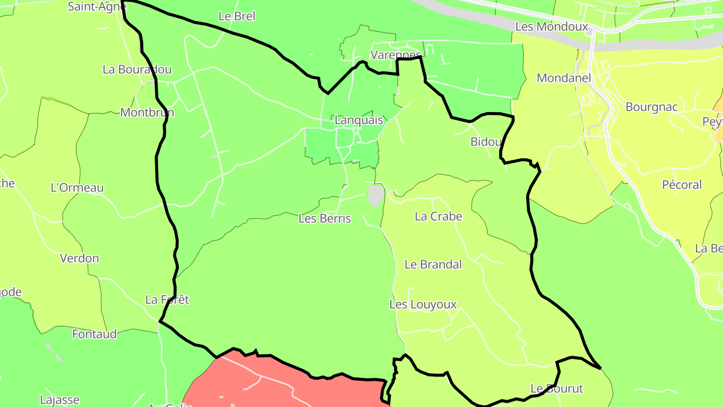 Carte des prix de l'immobilier Lanquais
