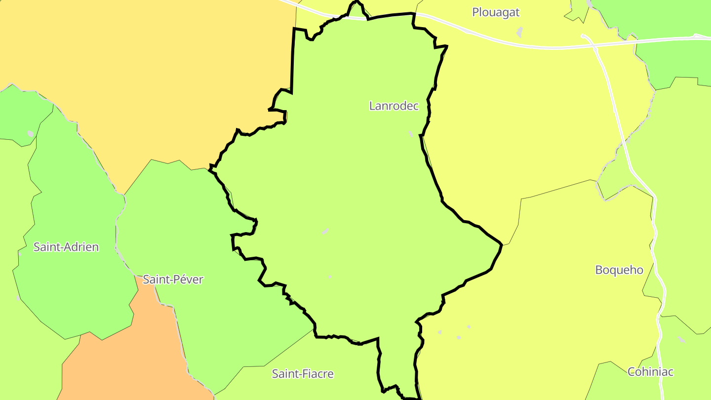 Carte des prix de l'immobilier Lanrodec