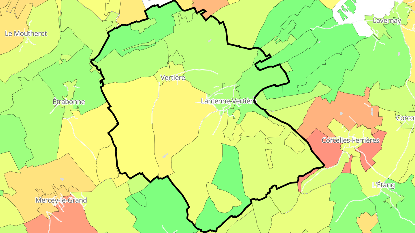 Carte des prix de l'immobilier Lantenne-Vertière