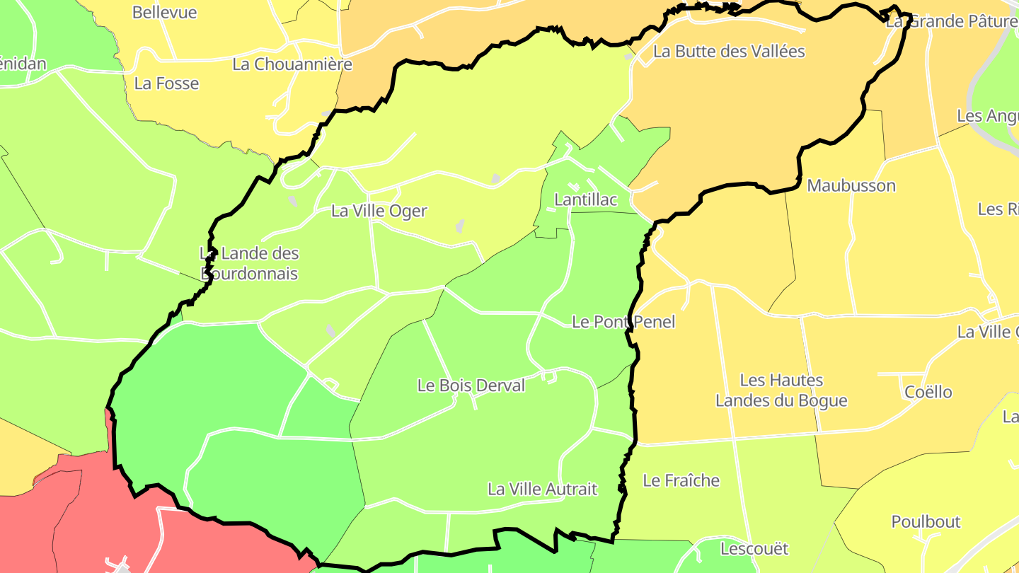 Carte des prix de l'immobilier Lantillac