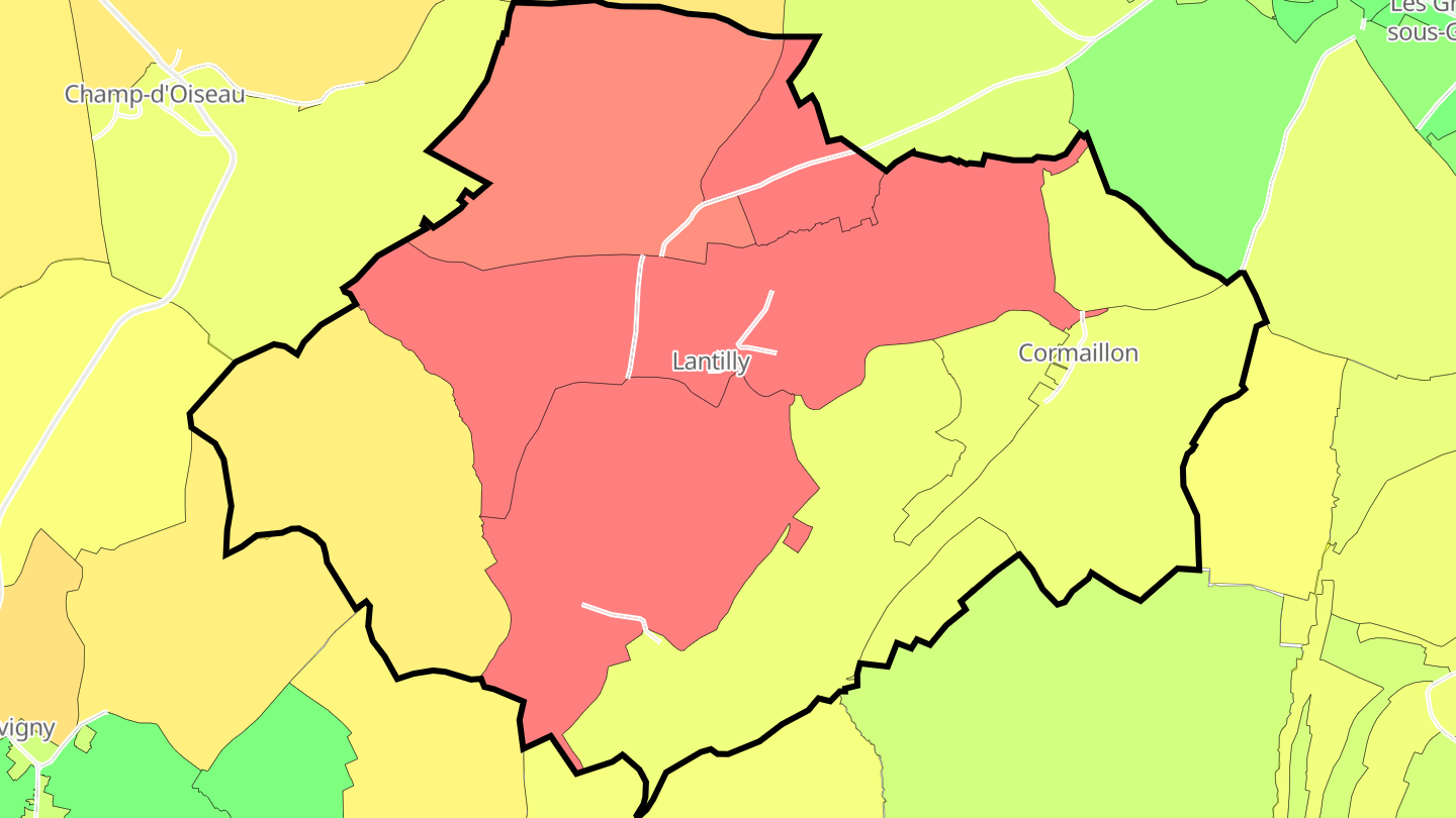Carte des prix de l'immobilier Lantilly