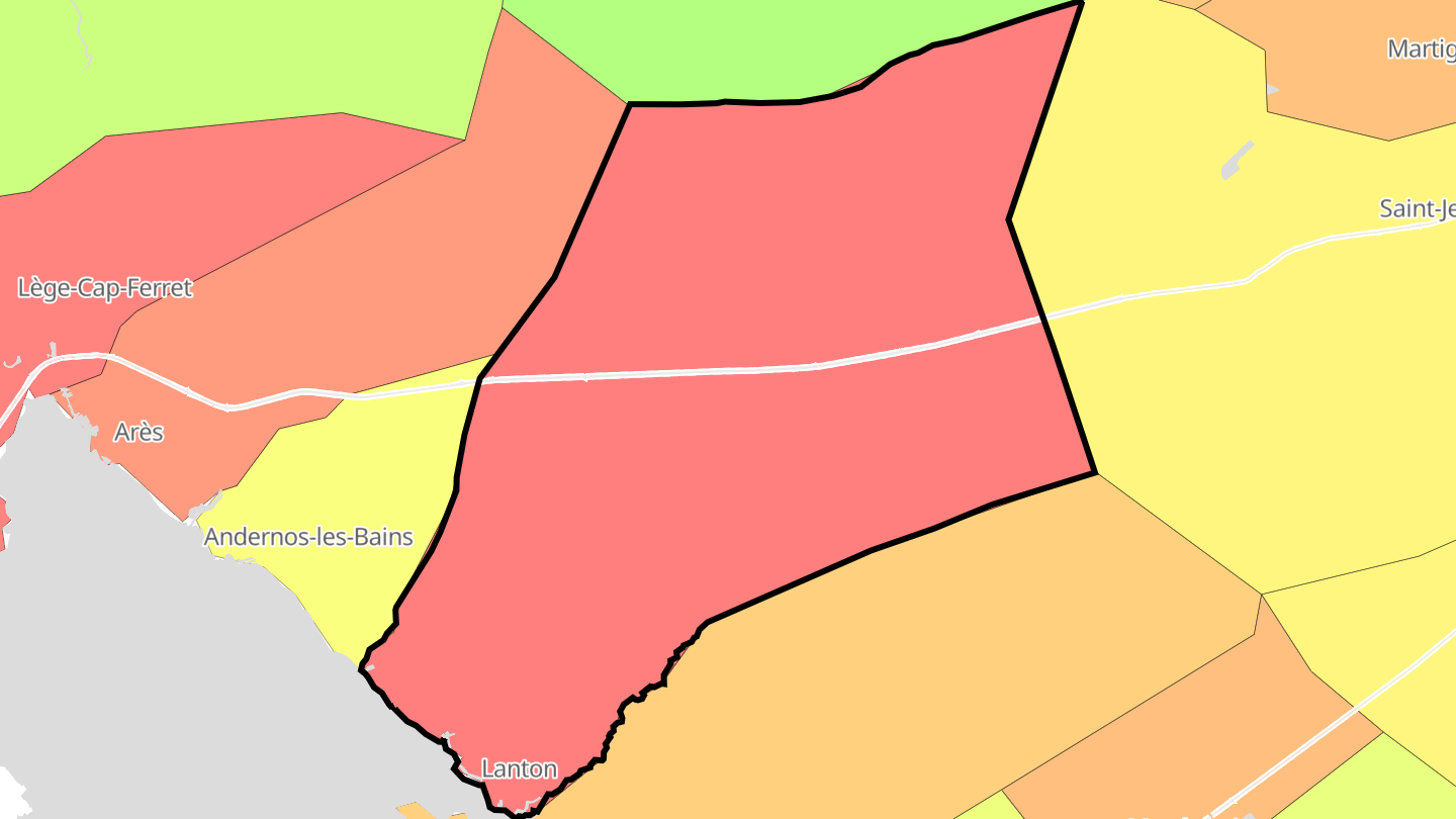 Carte des prix de l'immobilier Lanton