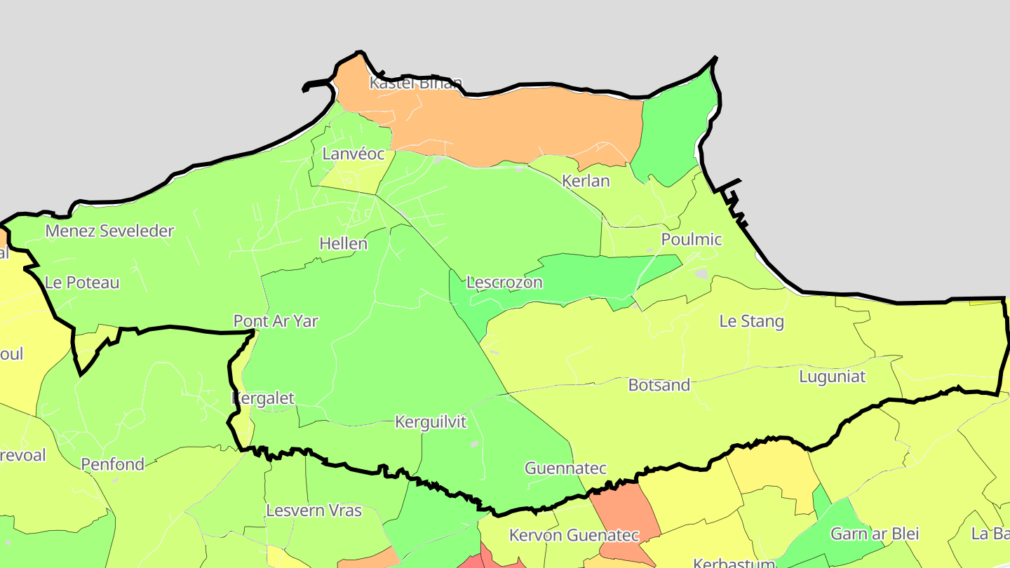 Carte des prix de l'immobilier Lanvéoc