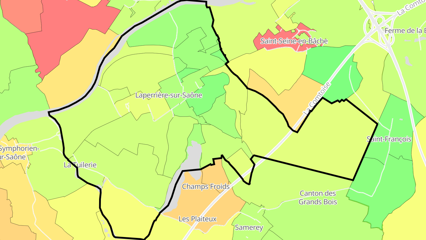 Carte des prix de l'immobilier Laperrière-sur-Saône