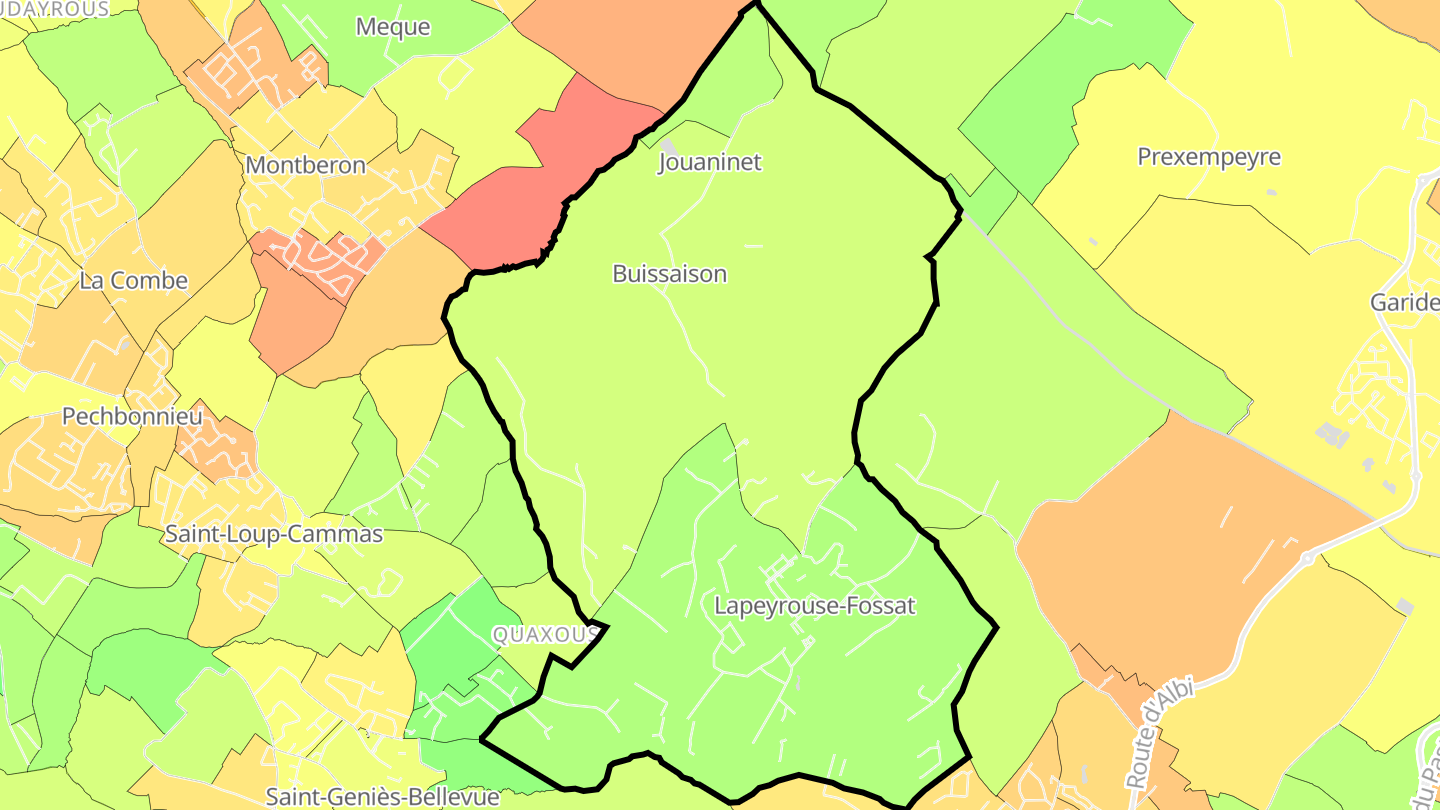 Carte des prix de l'immobilier Lapeyrouse-Fossat
