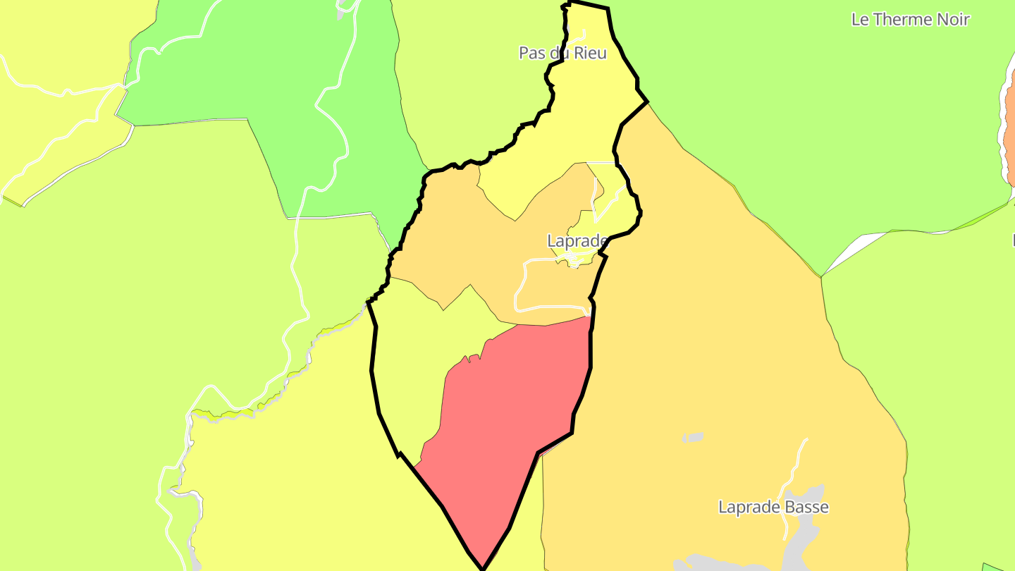 Carte des prix de l'immobilier Laprade