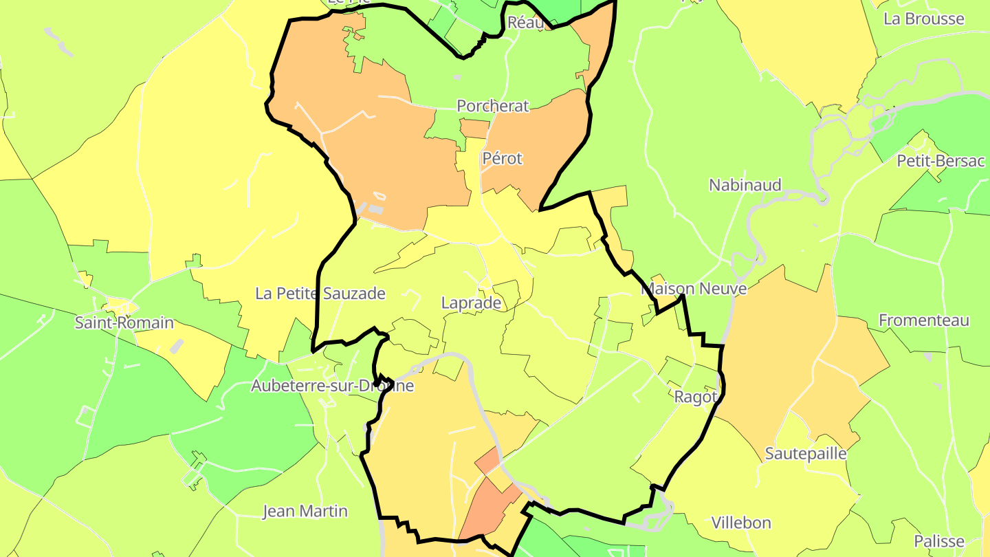 Carte des prix de l'immobilier Laprade
