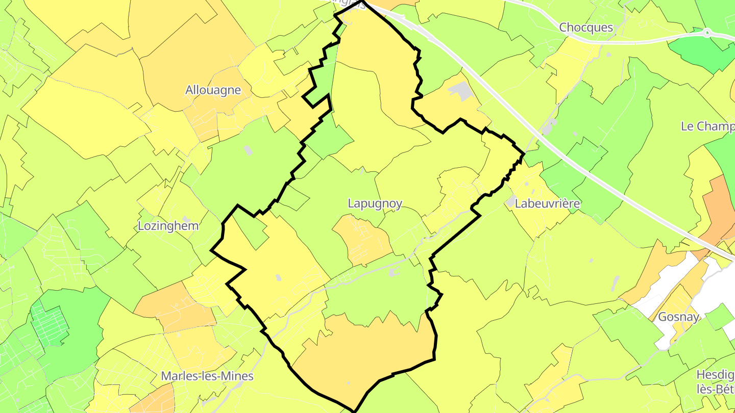 Carte des prix de l'immobilier Lapugnoy