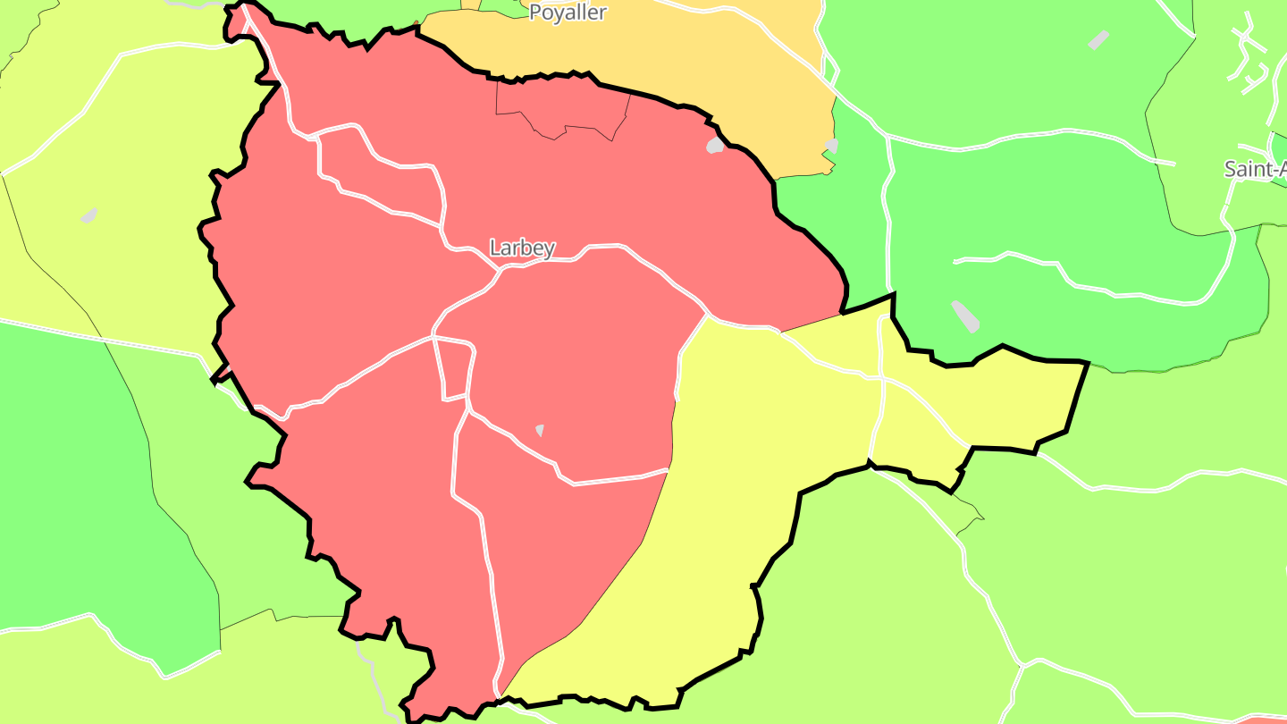 Carte des prix de l'immobilier Larbey