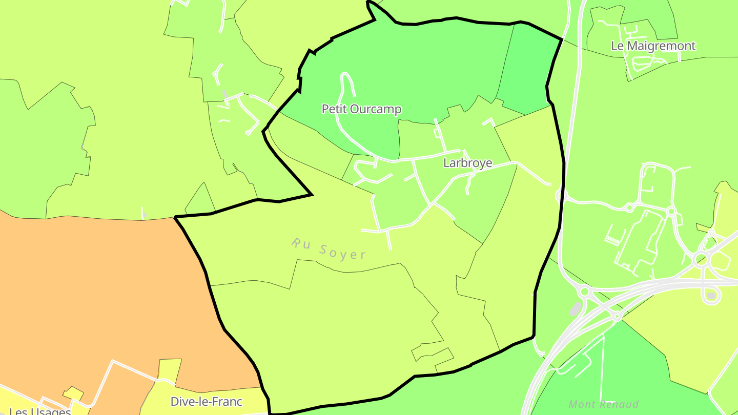 Carte des prix de l'immobilier Larbroye