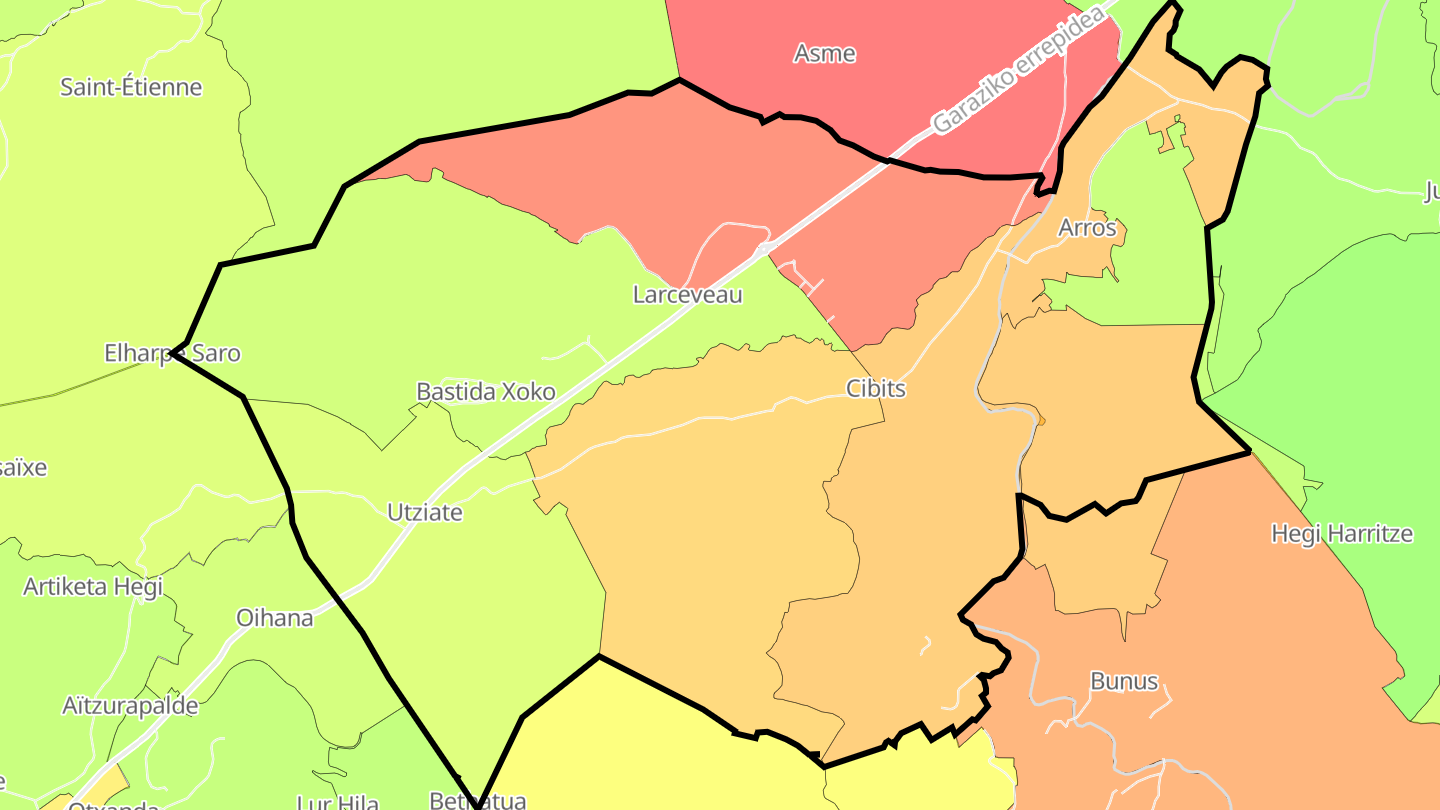 Carte des prix de l'immobilier Larceveau-Arros-Cibits