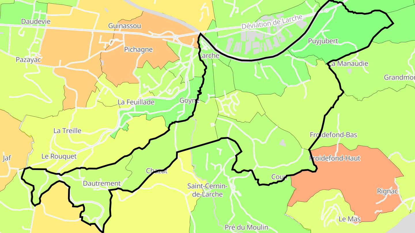 Carte des prix de l'immobilier Larche
