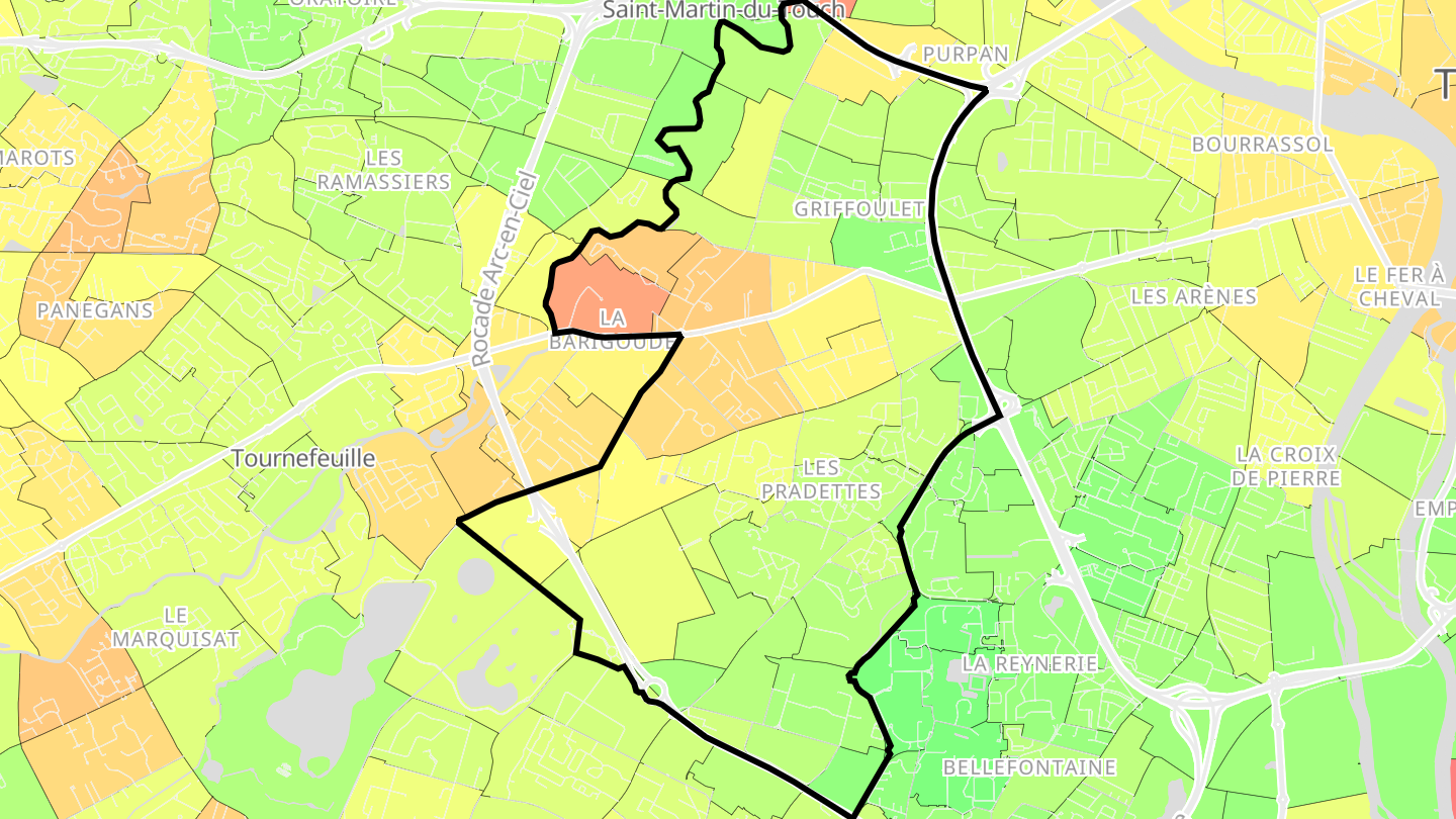 Carte des prix de l'immobilier Lardenne - Pradette - Basso Cambo