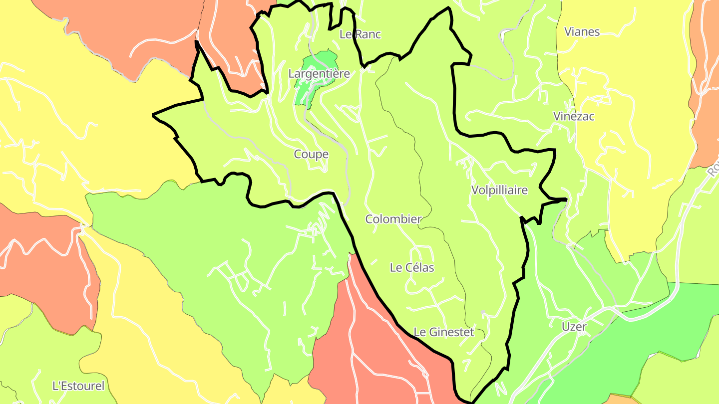 Carte des prix de l'immobilier Largentière