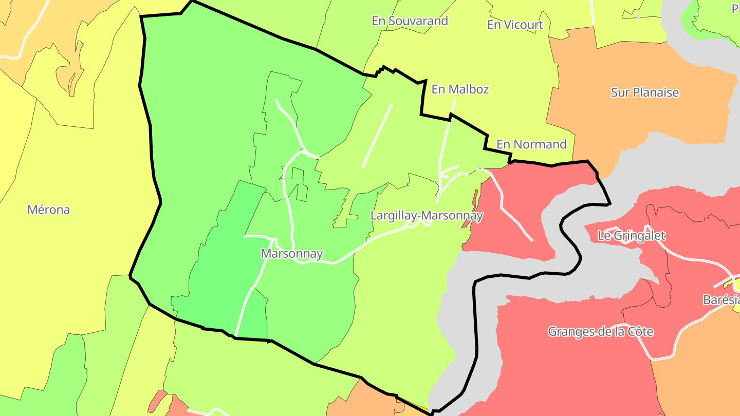Carte des prix de l'immobilier Largillay-Marsonnay