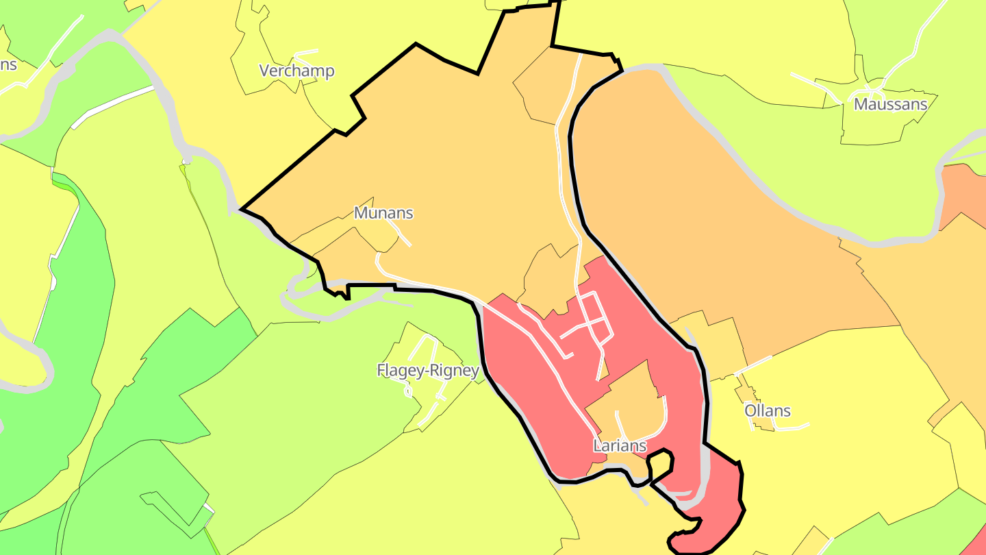Carte des prix de l'immobilier Larians-et-Munans