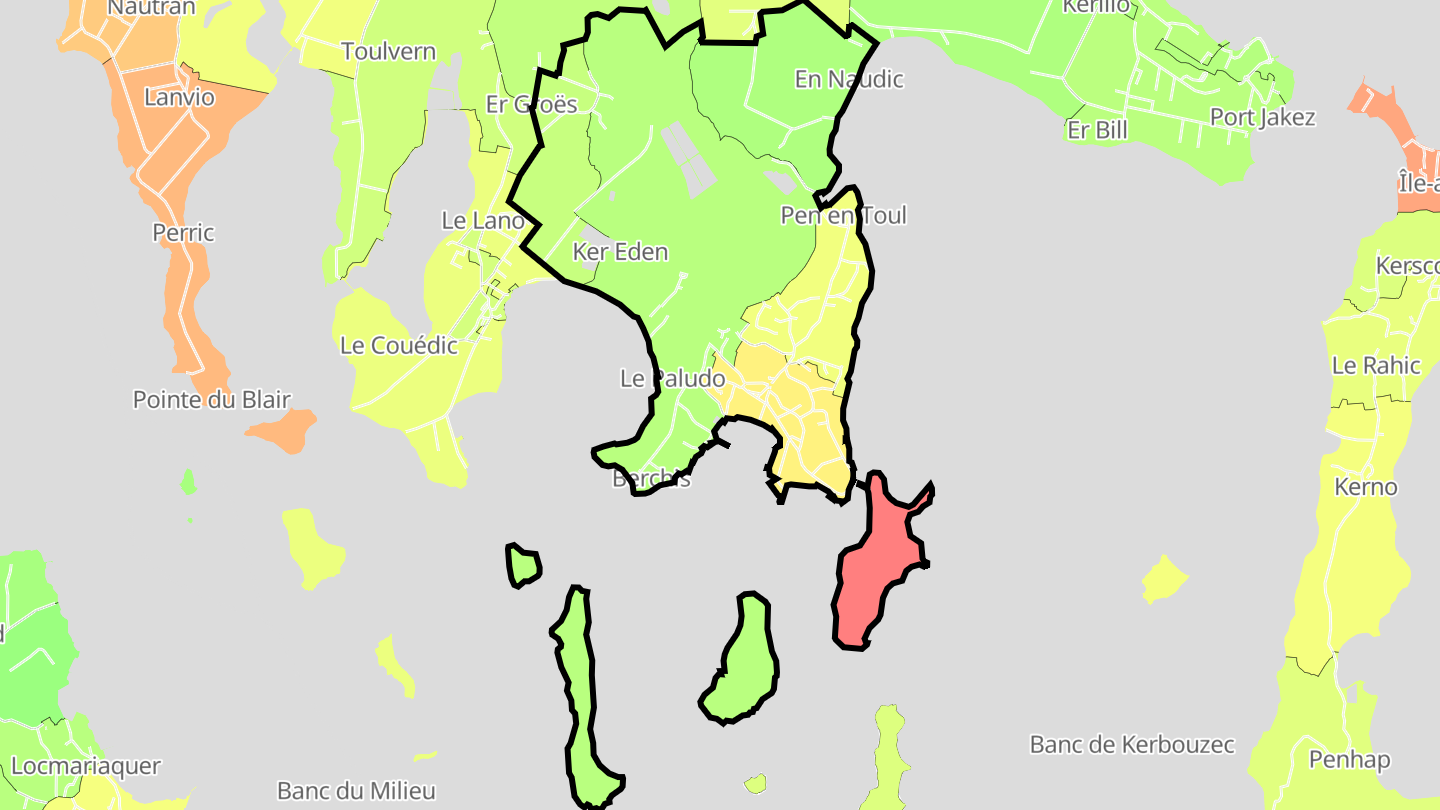 Carte des prix de l'immobilier Larmor-Baden