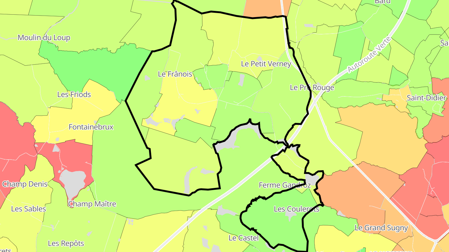 Carte des prix de l'immobilier Larnaud