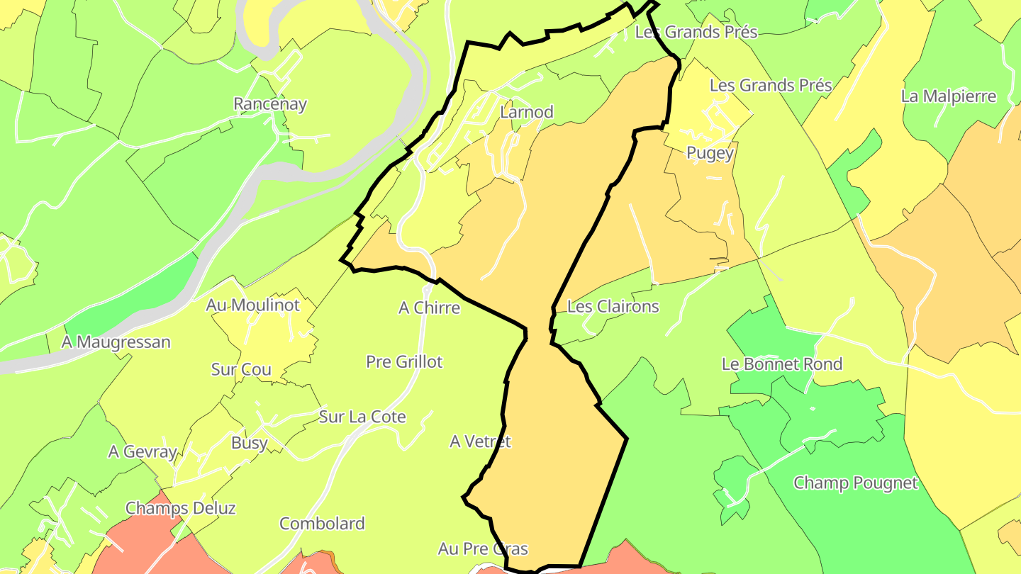 Carte des prix de l'immobilier Larnod
