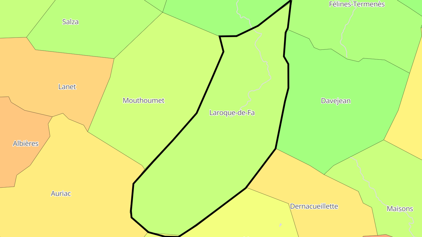 Carte des prix de l'immobilier Laroque-de-Fa