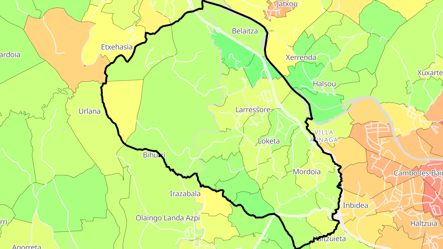 Carte des prix de l'immobilier Larressore