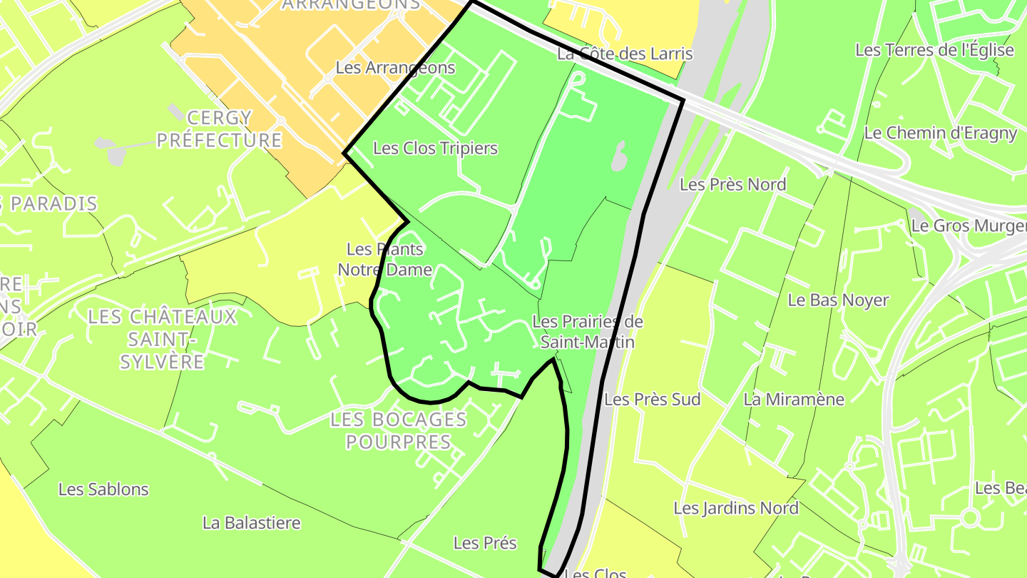 Carte des prix de l'immobilier Larris / Maradas / Palette / Bocage